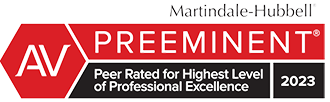 Martindale-Hubbell | AV Preeminent | Peer Rated for Highest Level of Professional Excellence 2023